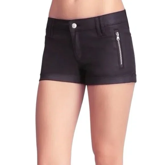 Bebe Matte Coated Clean Zip Shorts - Picture 2 of 6